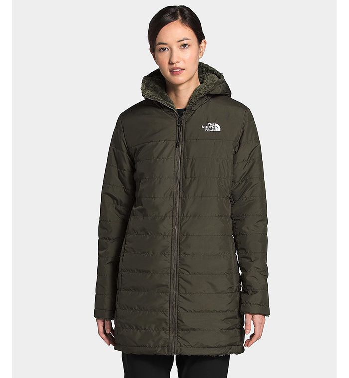 The North Face Mossbud Insulated Reversible Womens Parka Dark Green 206795-UKT